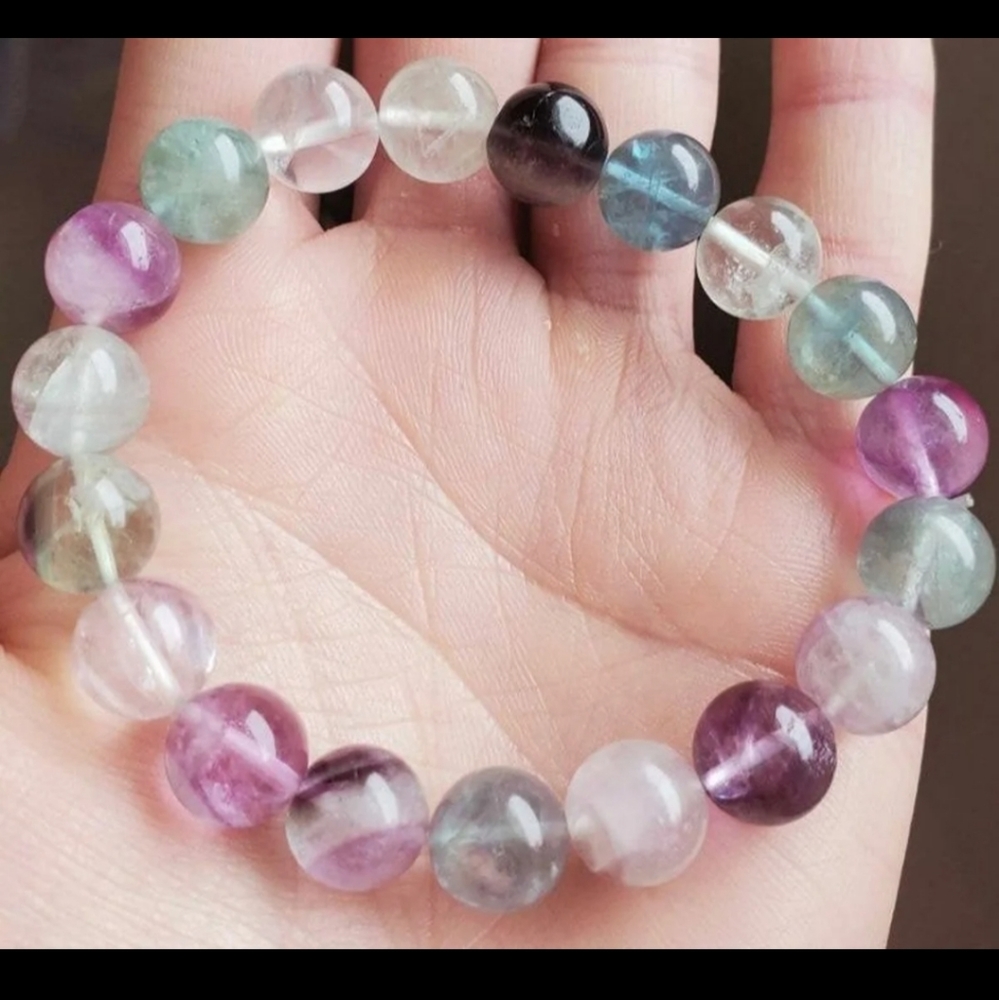 Rainbow Fluorite Bead Bracelet